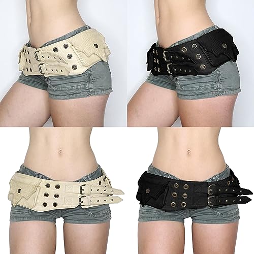 NUEAYMS Man Waist Belt With Double Pin Buckle Adjustable Buckle Waist Belt With Waist Bag Waistband For Hiking Western3