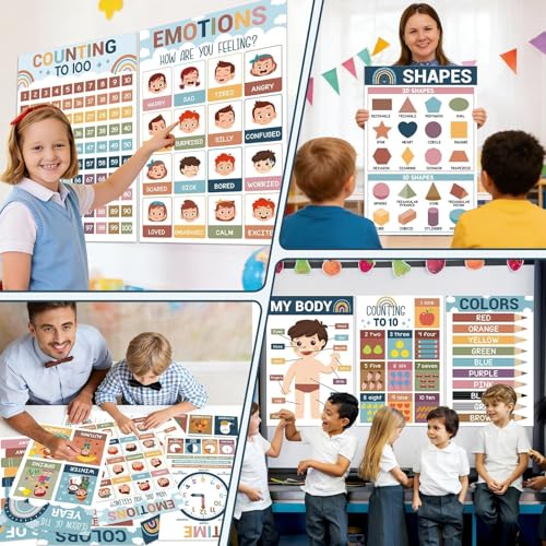 16 Pcs 16”x24” Large Educational Posters for Classroom Decor-Educational Posters for Toddlers 1-3 Learning Poster for Boys Girls Ages 3-5,Kindergarten Preschool Classroom Teacher Must Haves Chart Boho by ClassyWhimsy - Image 6