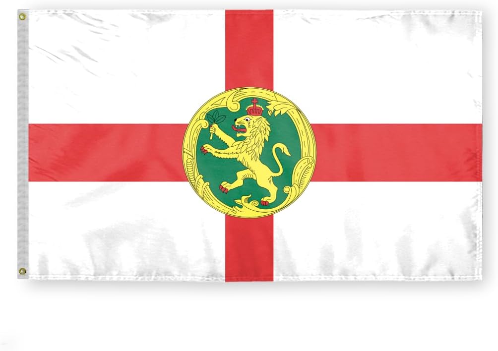 AGAS Alderney Guernsey flag 3x5 ft - Printed Single Sided on Polyester - Stitched Edges - Polyester Header Metal Grommets - Outdoor Long Lasting All Weather Flag - Alderney National Flag