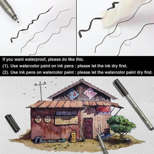 Image of ARTIOS Premium Fineliner Pens - Set of 9 Black Micro Pens (0.05mm to 0.8mm) | Fine Liners for Writing, Drawing, Sketching & Mandala Art | Archival Quality Ink - Waterproof, Fade-Proof, Smudge-Proof