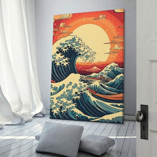 Peintures sur toile vagues japonaises affiches art mural maison