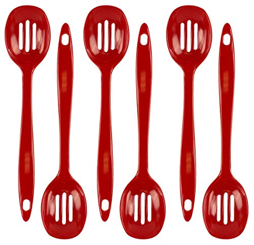 Reston Lloyd Melamine Slotted Spoon Kitchen Utensil, Premium Quality Utensil with Heat Resistant Ergonomic Handle, Durable BPA-Free Plastic, 11.5 inch long, Set of 6,
