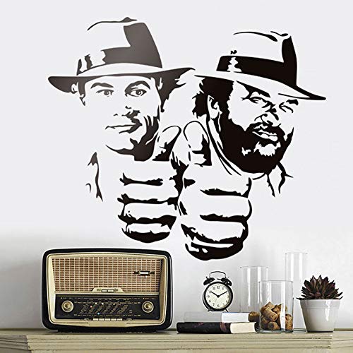 GOSTER Bud Spencer And Terence Hill Wall Stickers Ridiculously Funny Character Portrait Vinyl Decal Classical Movie Figure Murals 48x42cm