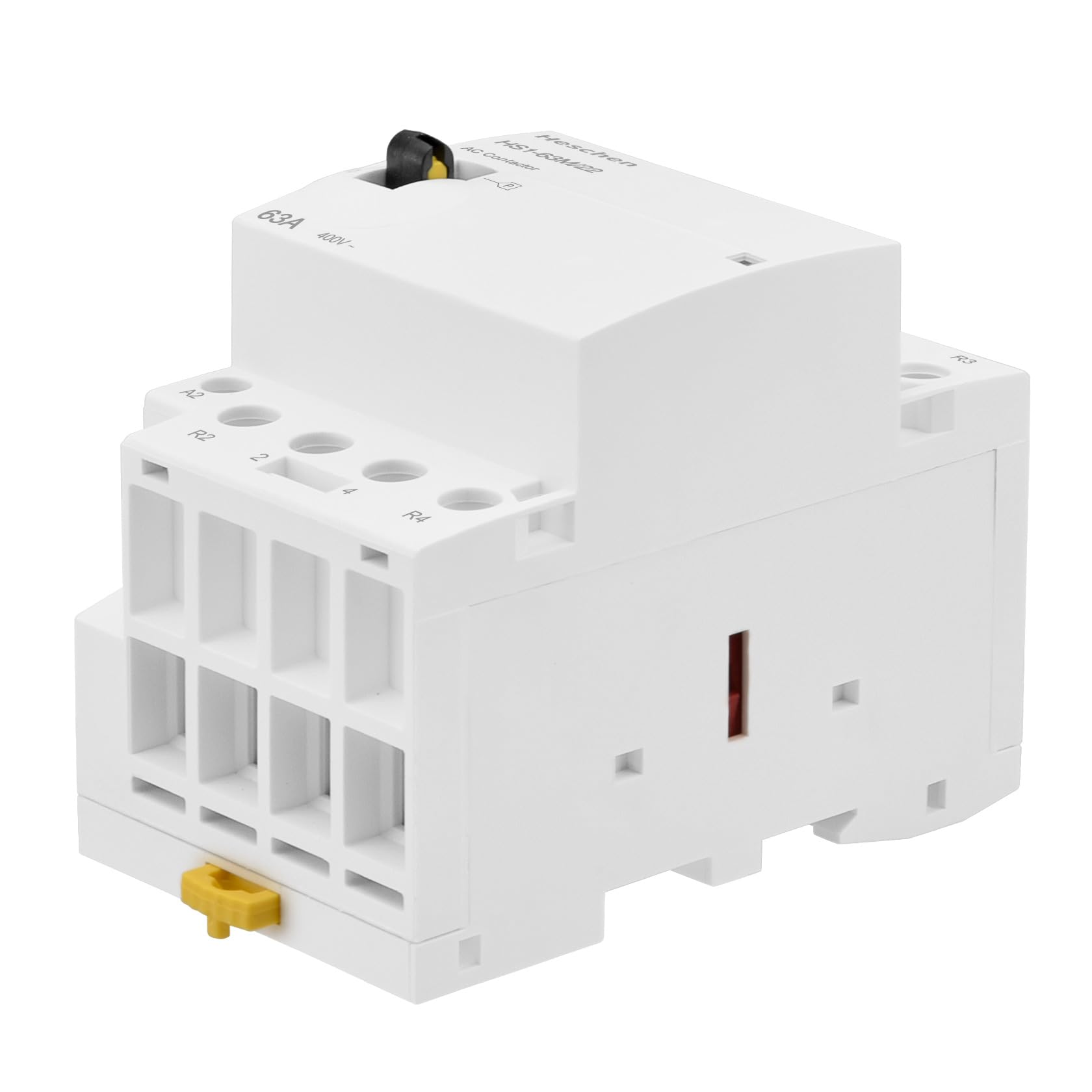 Heschen Contacteur AC modulaire domestique HS1-63M/22 63 A 4 pôles, 2NO 2NC, 220 VAC Bobines, montage sur rail DIN 35 mm, avec interrupteur de commande manuel
