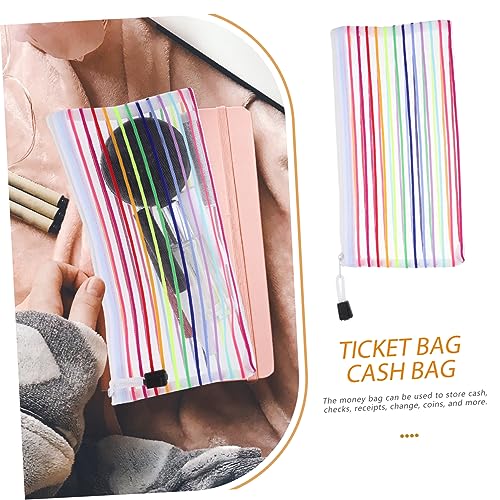 Uonlytech 6Pcs Zipper Money Bags Set Waterproof Cash Storage Pouches for Bills Coins Receipts Sturdy Travel Money Holders Label4