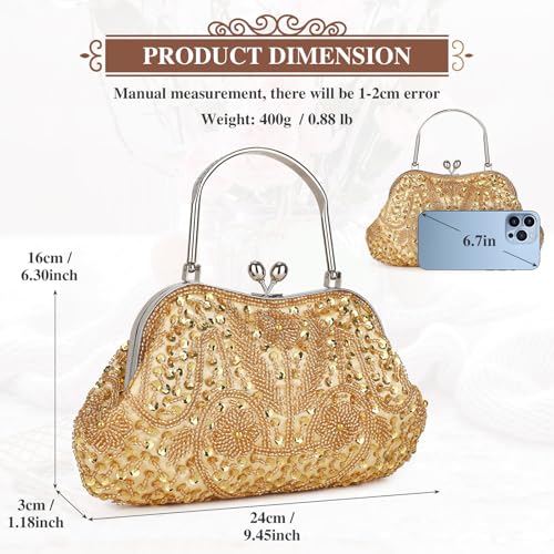 Image of UBORSE 1920s Vintage Clutch Purse Beaded Evening Bag for Women Formal Bridal Sequin Handbag Clutch for Wedding /Prom /Cocktail | 1920s