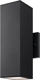 mirrea 12" Modern Outdoor Porch Light in 2 Lights, Matte Black, 1 Pack