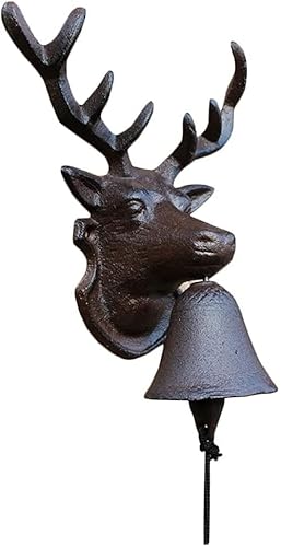 Campainha de ferro fundido retrô rústico cabeça de veado sino de parede sino de jantar para sino de