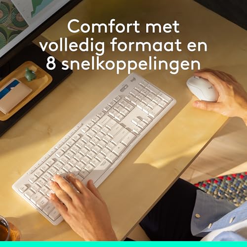 Logitech MK295 Silent Wireless Keyboard & Mouse Combo, SilentTouch-technologie, volledig numeriek toetsenblok, geavanceerde optische tracking, 90% minder geluid, QWERTY US International layout, Wit - Afbeelding 4