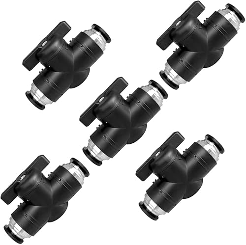 Miniatura 6 de Válvula neumática de 38 pulgadas Conexiones de empuje para conectar Válvula de bola Válvula de control de flujo de aire Accesorios de línea de aire