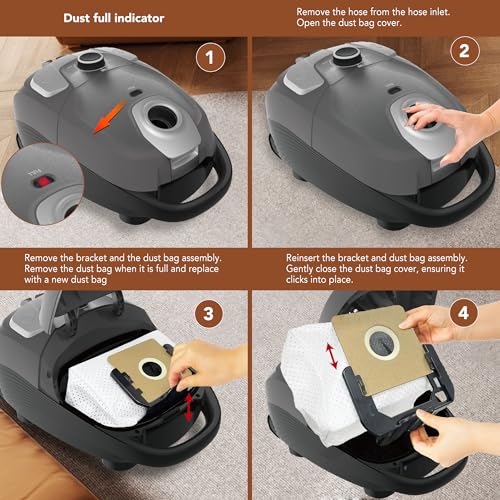 Image of Akitas C11WT Bagged Canister Vacuum Cleaner, Wessel Turbo Brush for Pet Hair (Cat & Dog), HEPA Filtration, 33ft Cleaning Radius, with Retractable Cord and Wide Parquet Brush