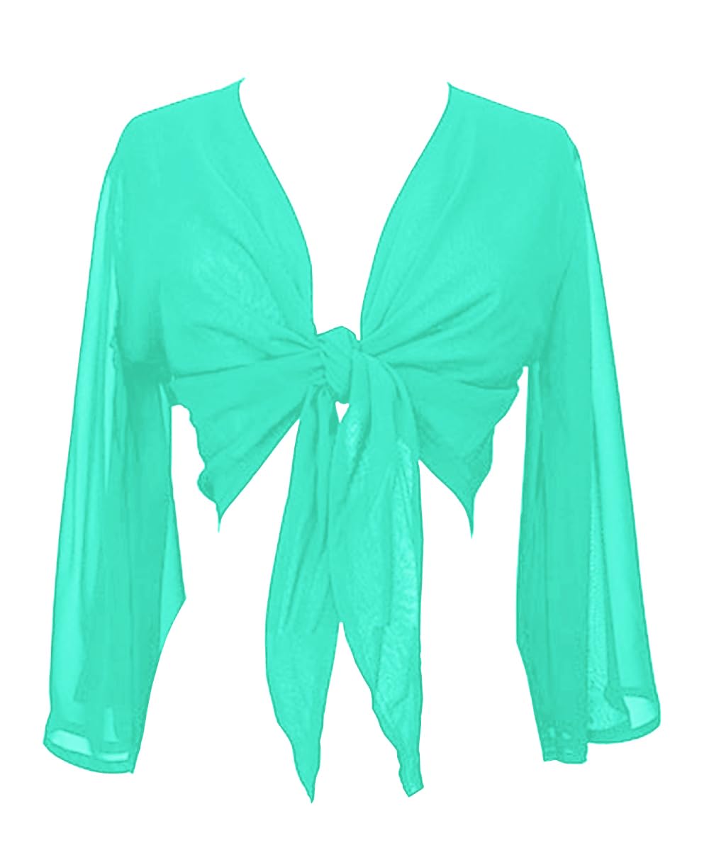 Indian Trendy Women's Flair Wrap Tie Top Chiffon Choli Blouse Belly Dance Gypsy Bolero Shrugs Cardigan