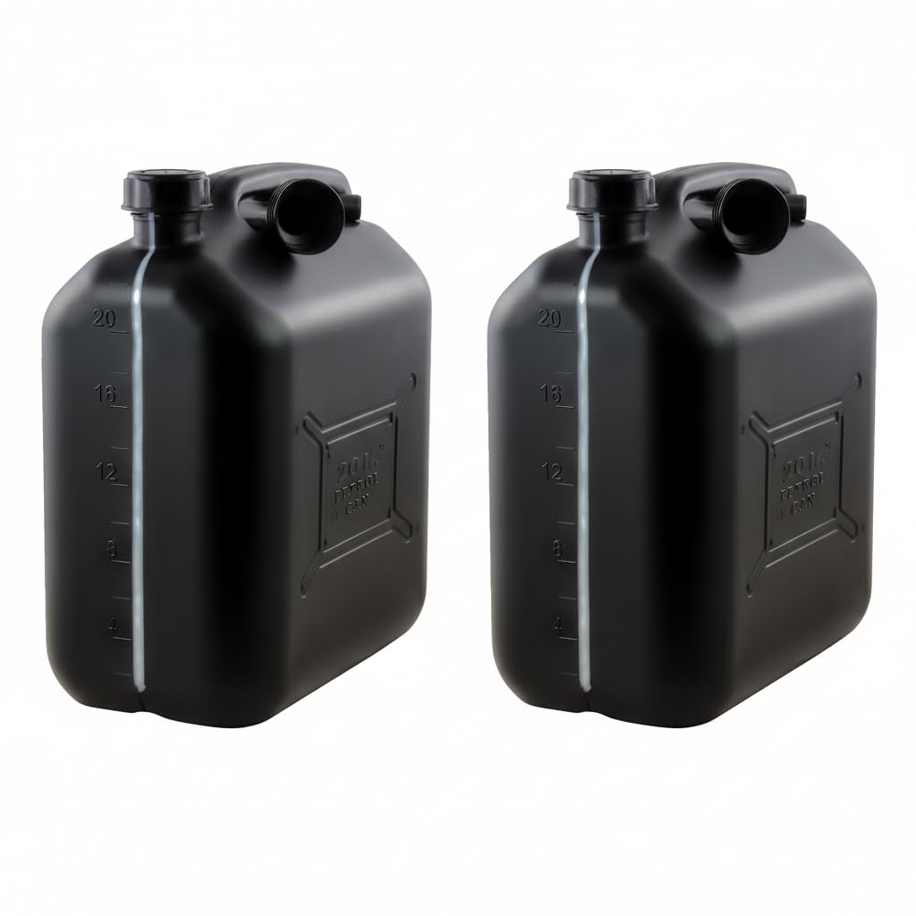 ProCar Benzinkanister Schwarz - UN- Zulassung Kunststoff Kraftstoffkanister mit Füllstandsanzeige - Made in Europe (Schwarz, 2 X 20 Liter)