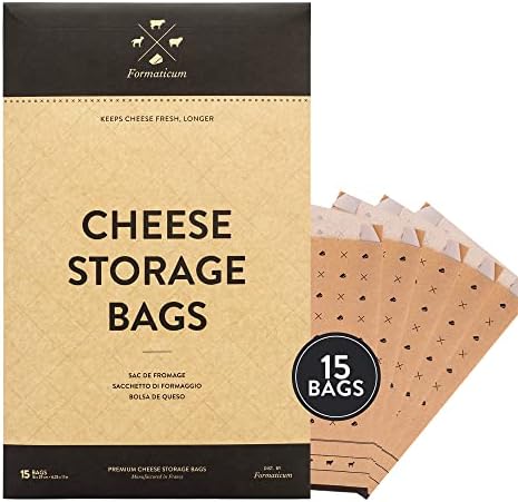 Formaticum Cheese Storage Bags - Wax Paper Bags to Keep Cheese or Charcuterie Fresh - Professional Grade Cheese Paper for Wrapping Cheese - Porous Brown Paper Bags From France - 6.25 x 11 (15 Pack)