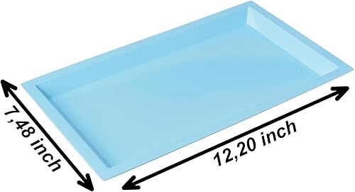 Miniatura 2 de Bandeja rectangular de plástico rosa bebé, 12.2 x 7.48 x 0.71 pulgadas, 1 libra