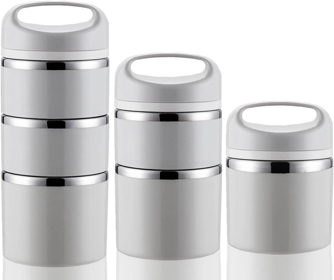 3-laags RVS Thermos Lunchbox - Geïsoleerde Bento Voedselcontainer met