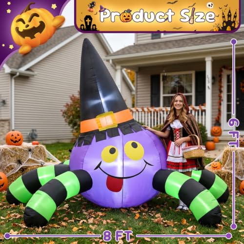 8FT Halloween Inflatable Witch Spider with LED Lights - image 2