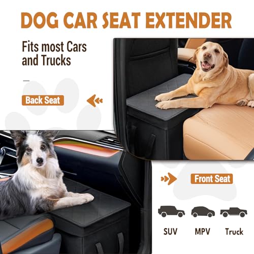 UNICITII Autositzverlängerung für Hunde, Autositz Verbreiterungs mit Stauraum für Beifahrersitz Rücksitz Auto Organizer Kofferraum für Hunde Katze Haustiere