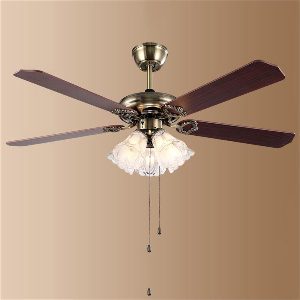 Ventilateur de plafond de restaurant avec lumières suspendues rétro et 5 têtes simples