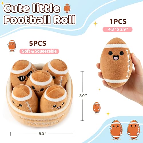 Image of Emotional Comfort & Support Football Set, 5 Soft Squishy Footballs with Carrying Basket, Footballs Pal, Birthday Gifts for Men Brother, Stress Relief Gifts for Him (Football)