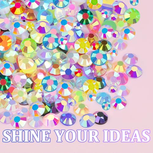 Image of 2 Boxes Jelly Rhinestones for Bedazzling, 30600Pcs 3mm & 5mm Multicolor Flatback Resin Gems for Crafting, Bedazzler Kit with Tweezer for DIY Crafts Book Fabric Decor Nail Art