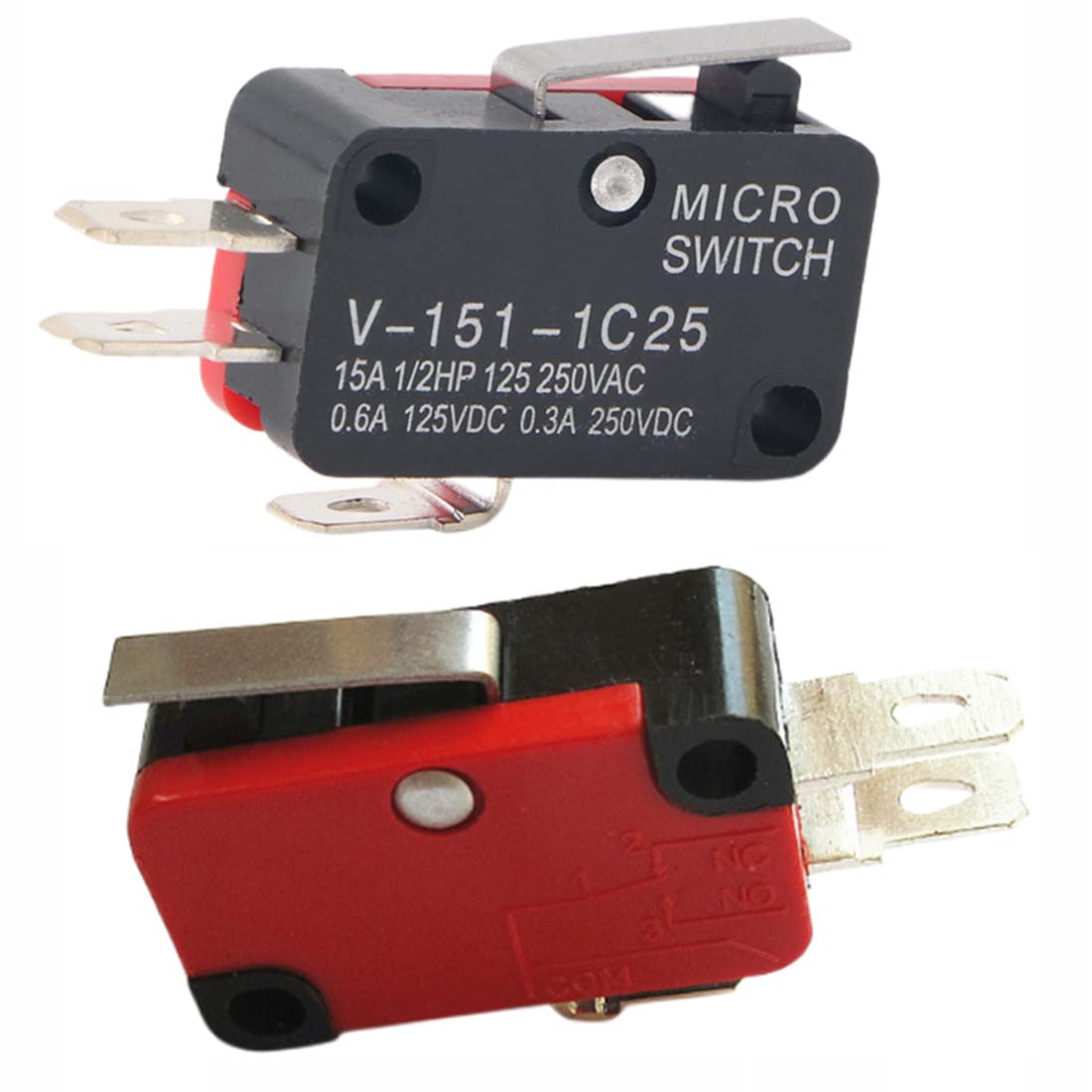 10Pcs V-151-1C25 Short Straight Lever Type Micro Limit Switch SPDT Snap Action for Arduino