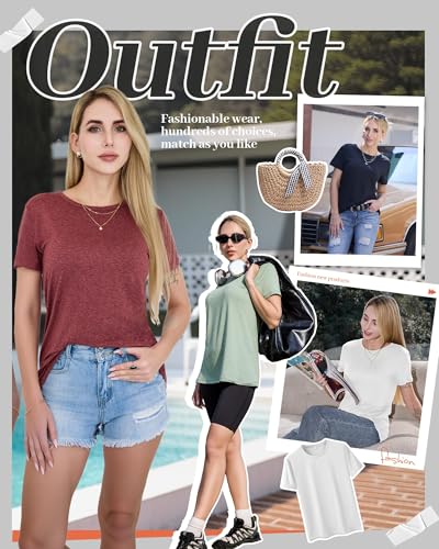 GAYHAY 3 Pack Womens T-Shirts - Short Sleeve Spring Summer Tops Crew Neck Trendy Casual Work Soft Basic Tees for Ladies 20254