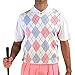 V-Neck Argyle Golf Sweater Vests - GolfKnickers: Mens - Pullover - White/Pink/Light Blue - XL