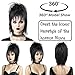 Short Black Cosplay Wig with Fluffy Curl Buns and Choker Accessories –Heat Resistant Synthetic Hair Straight Wigs with Bangs for Gothic Witch Costume