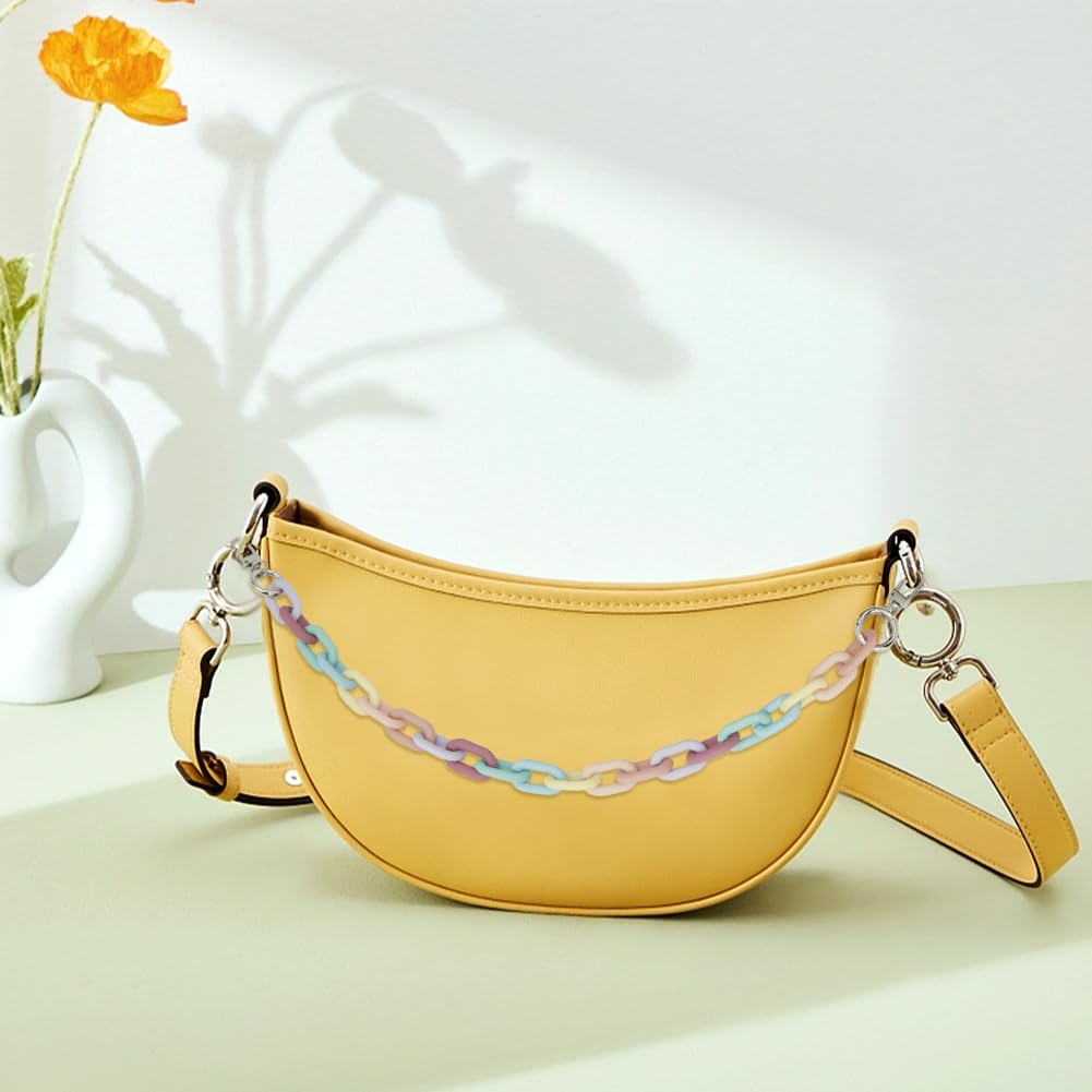 WADORN 2 Acryl Taschenketten-Griffe – Bunt, 42 Cm, Mit Karabinerhaken, Zum Selbermachen & Ersetzen