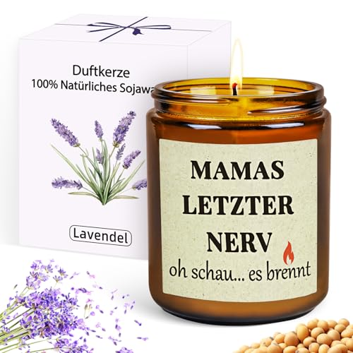 TUZELIYA Geschenke für Mama - MAMAS LETZTER NERV Stumpenkerzen - Muttertagsgeschenke für Frauen von Tochter Sohn - Geschenke für Mama zum Geburtstag Muttertag Ostern Weihnachten