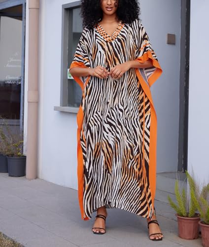 MEILING Long Kaftan Dresses Cover Up for Swimwear Women Plus Size Ethnic Print Caftan Resort Dress2