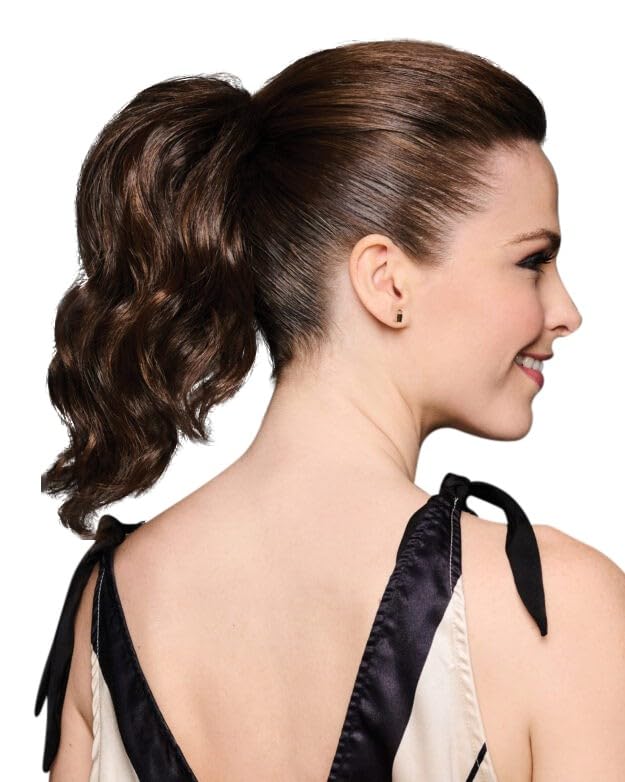12" Long Stretch Base Ponytail Color R14/25 Honey Ginger - Hairdo Tru2Life 100% Heat Friendly Synthetic Pull Trough Attachment Full Height Womens Hairpiece Cola