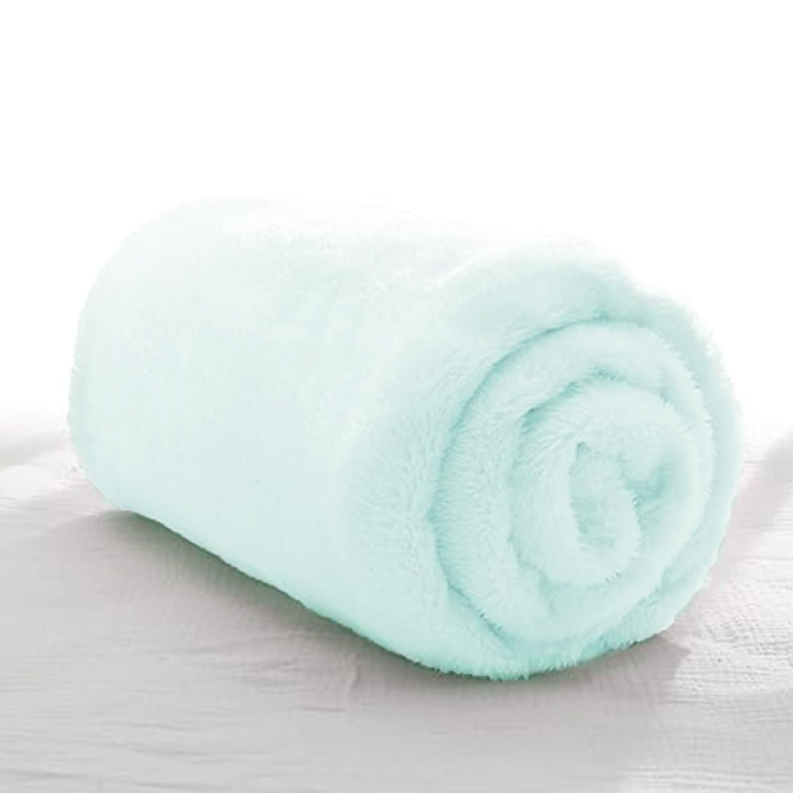 Exclusivo Mezcla Plush Fuzzy Fleece Throw Blanket, Super Soft, Fluffy and Warm Blankets for Couch, Bed, All Season (Mint Green, 40x50 inches)