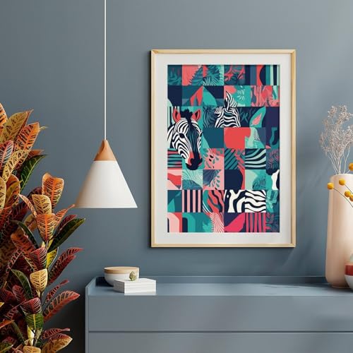 Art mural de salon poster vintage patchwork animal pour rénover un mur blanc - 7