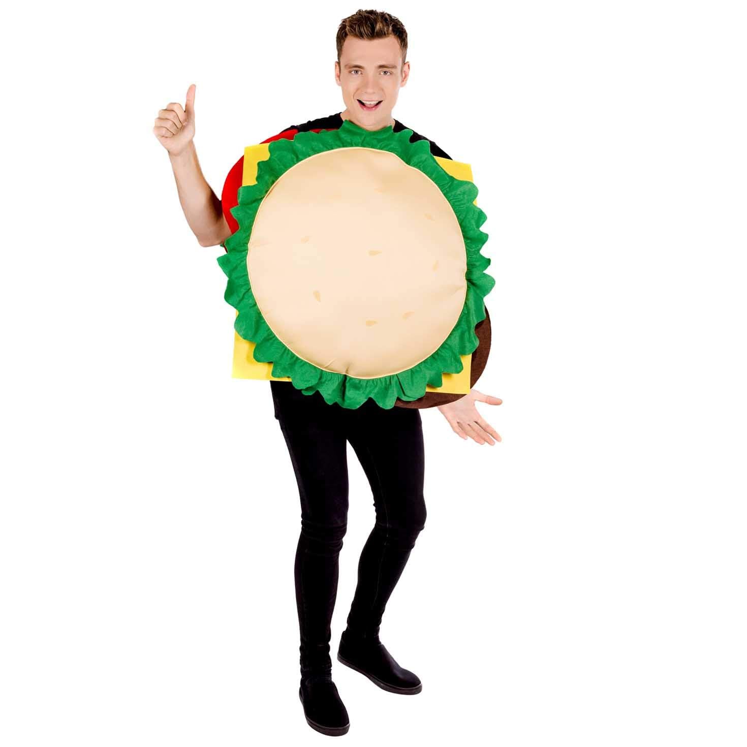 Fun Shack Burger Costume Adult Hamburger Costume for Men and Women Food Theme Outfit, Fun Party Dress-Up, One Size