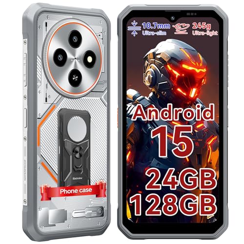 Blackview Fort 2 Rugged Phone Android 15, 10.7mm Ultra-Thin Rugged Smartphone Unlocked, 24GB + 128GB/2TB 6.56”HD+90Hz Large Dispaly, 4G T-Mobile Dual SIM IP69K Waterproof 16MP+13MP Camera, NFC/OTG/GPS