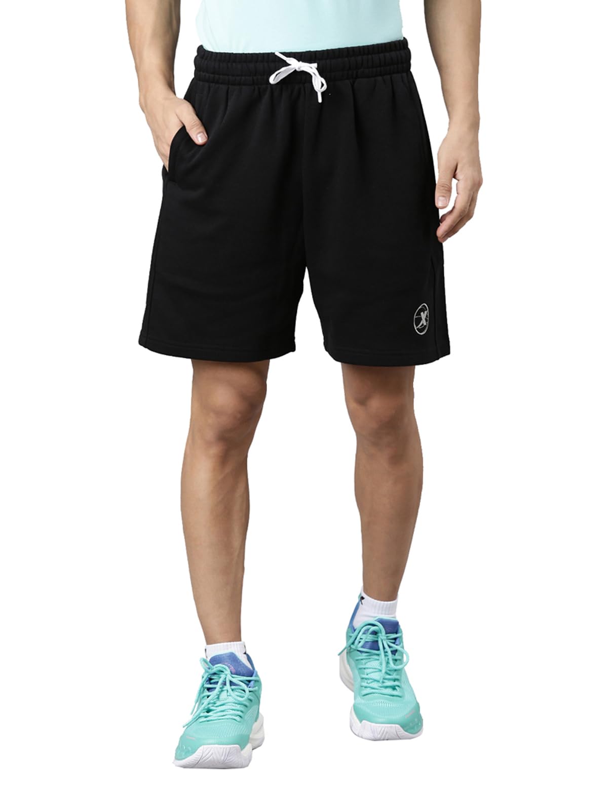 Playbig X-Ball Series, Basketball Shorts, Loose Fit, Knitted Cotton + Polyester, Polycotton Material, Knee Length, Knitted Shorts Basketball Shorts for Men (Black)-image-26