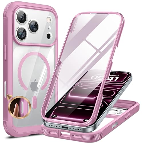 Image of Miracase for iPhone 17 Pro Max Case 6.9 inch Full-Body Phone Case with Built-in Glass Screen Protector& Full Camera Protector,[Magnetic with MagSafe] Drop Proof 17 ProMax Cover, Lilac