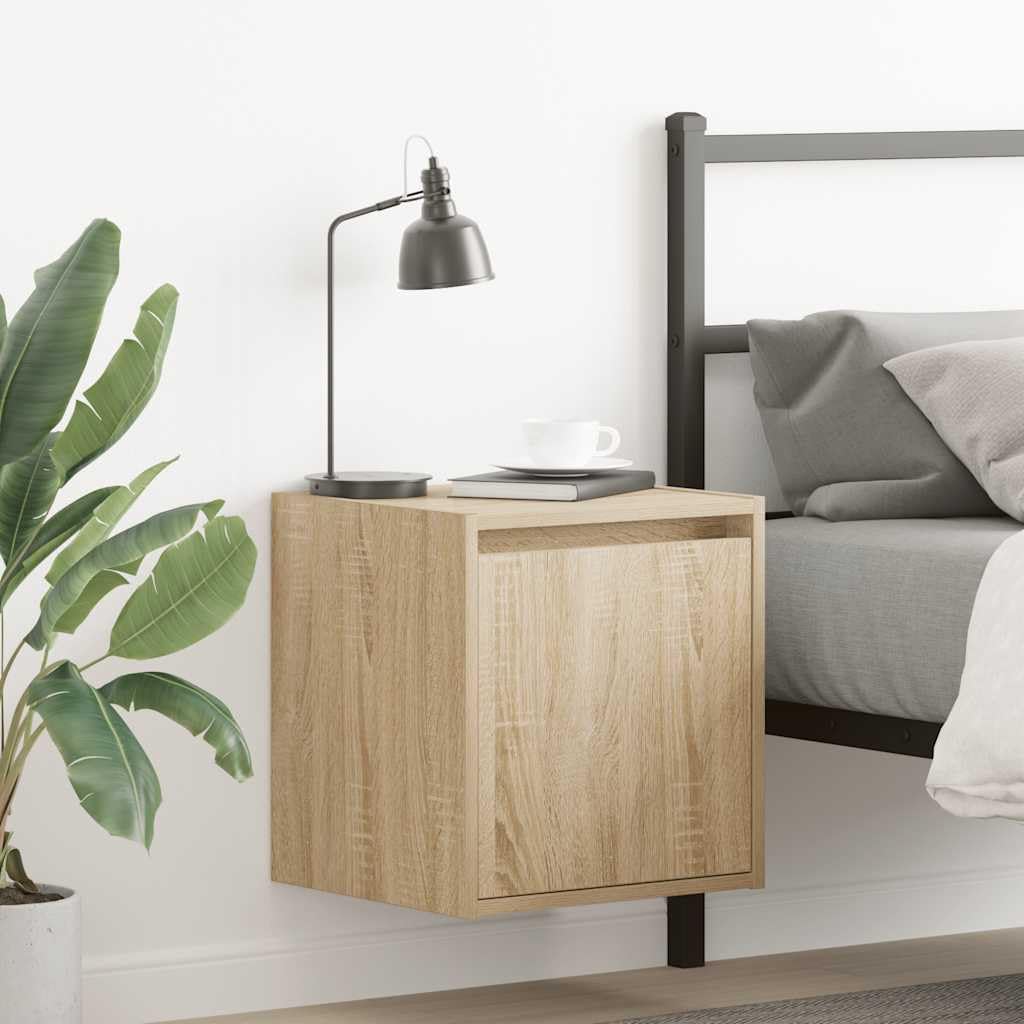 Wandmontierter Nachttisch aus Holzwerkstoff mit flexibler Türeinbau, Stauraum für Bücher und Deko, robuste Platte für Schlafzimmer Einrichtung