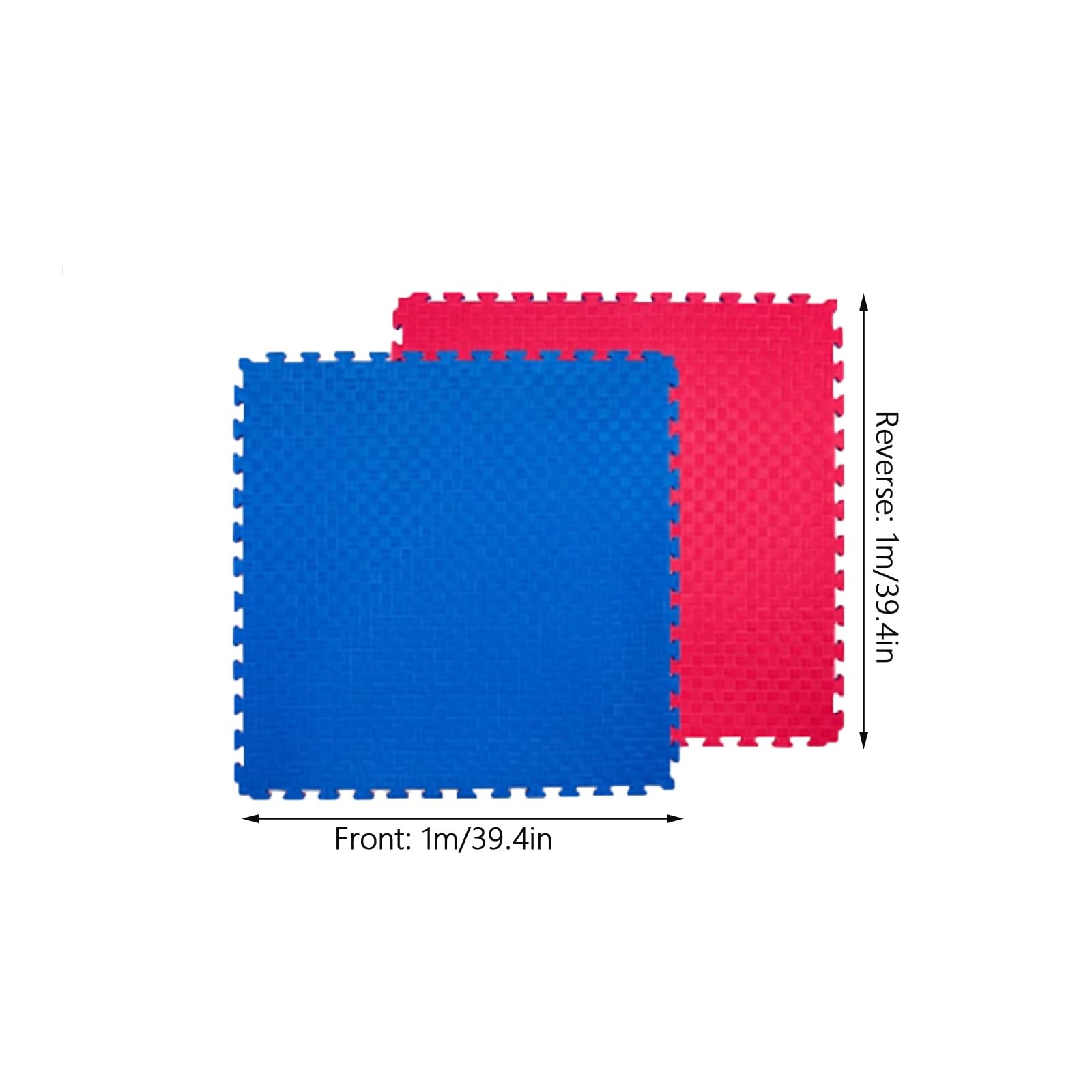 Dwustronne maty do ćwiczeń na siłownię, 6 sztuk dużych płytek podłogowych z puzzlami (100 cm x 100 cm) do ochrony podłogi w domowej siłowni, pokoju zabaw i nie tylko (czerwono-niebieskie, 1 m x 1 m x