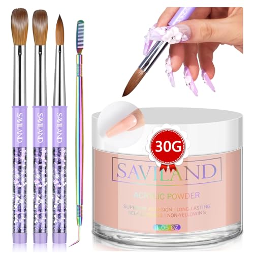 Set de pinceles acrílicos y polvo para uñas SAVILAND miniatura 1