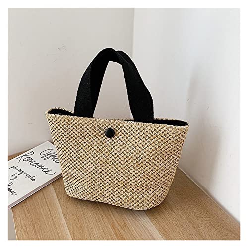 Sac à bandoulière en paille fait à la main pour femme, couleur unie, sac à bandoulière en osier style bohème, sac à main en paille tissé à la main pour le shopping, les voyages, la plage, les vacances Cover