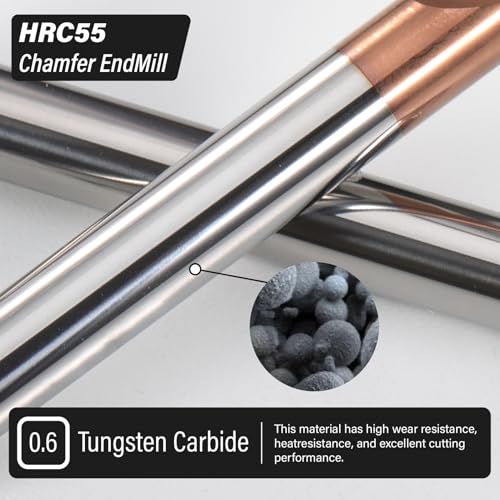 Image of 1 /2 inch Carbide Chamfer End Mill 90 Degree - V Groove, 4 Flutes TISIN Coating Mill Bits Sets for Alloy Steels, Hardened Steels