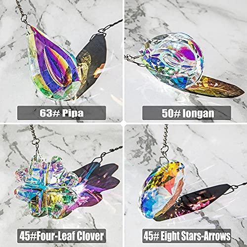 Image of 4pcs Prisms Crystal Suncatchers for Window Hanging Sun Catchers Indoor | Colorful,Rainbow Maker,Suncatcher With Crystals,for Home Garden Decor,Lamp Chandelier Prisms,Gift For Women,Light Catcher