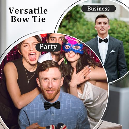 Image of LJBFNN Mens Bow Tie, Clip on Pre Tied Bow Ties for Men Solid Color Adjustable Tuxedo Bowties for Suit Wedding Graduation