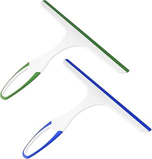 2 Pcs Window Squeegees, Shower Squeegees for Bathroom, Plastic Window Cleaner Squeegees, Glass Screen Cleaning Rubber Blade, Cleaner Scraper Washer for Mirror, Bathroom, Window, Floor, Glass
