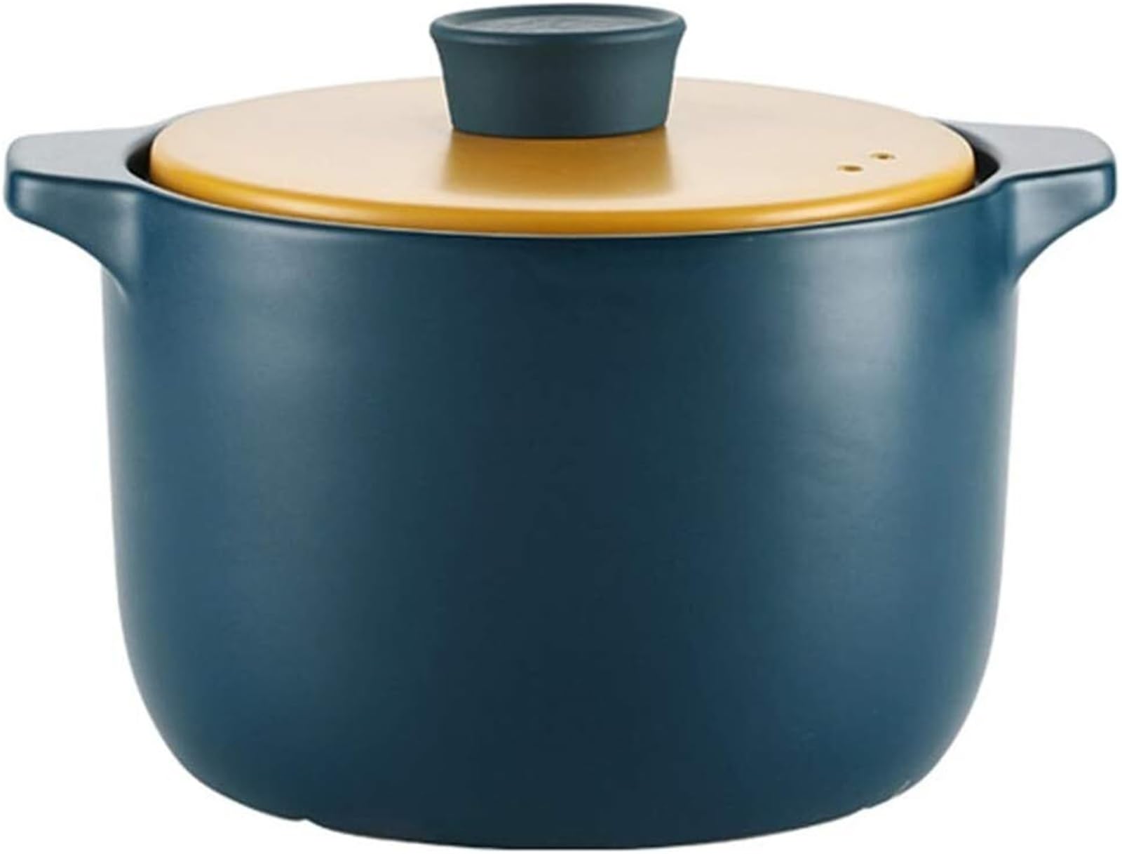 Ceramiczny garnek do zapiekanek, okrągły garnek do zupy 3,6 l, trwałe naczynia kuchenne, nieprzywierające przybory kuchenne z żółtą pokrywką dla łatwego serwowania i przechowywania