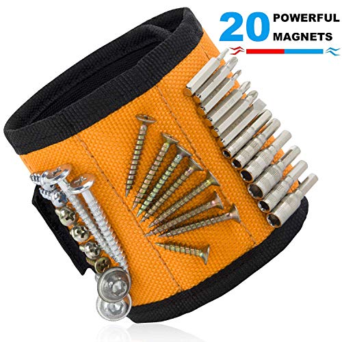 Ginmic Magnetic Wristband, Tool Belt, with 20 Strong Magnets for Holding Screws, Nails
