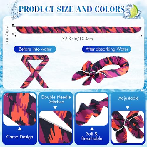 Image of Lenwen 36 Pcs Cooling Scarf Neck Wraps Ice Cooling Bandana Headband for Hot Weather Outdoor Cooler
